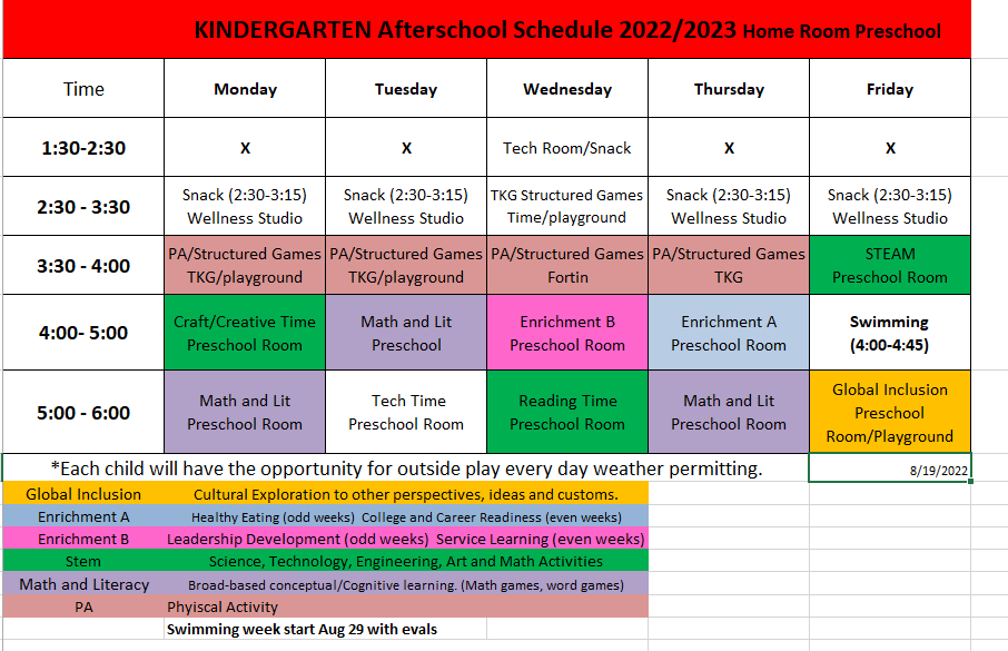 Afterschool Schedules | Billings Family YMCA