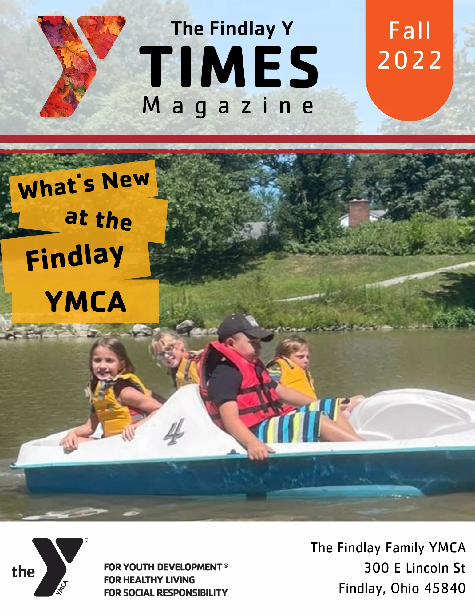 Cover of Fall Y Times Magazine: Picture of children in pedal boat