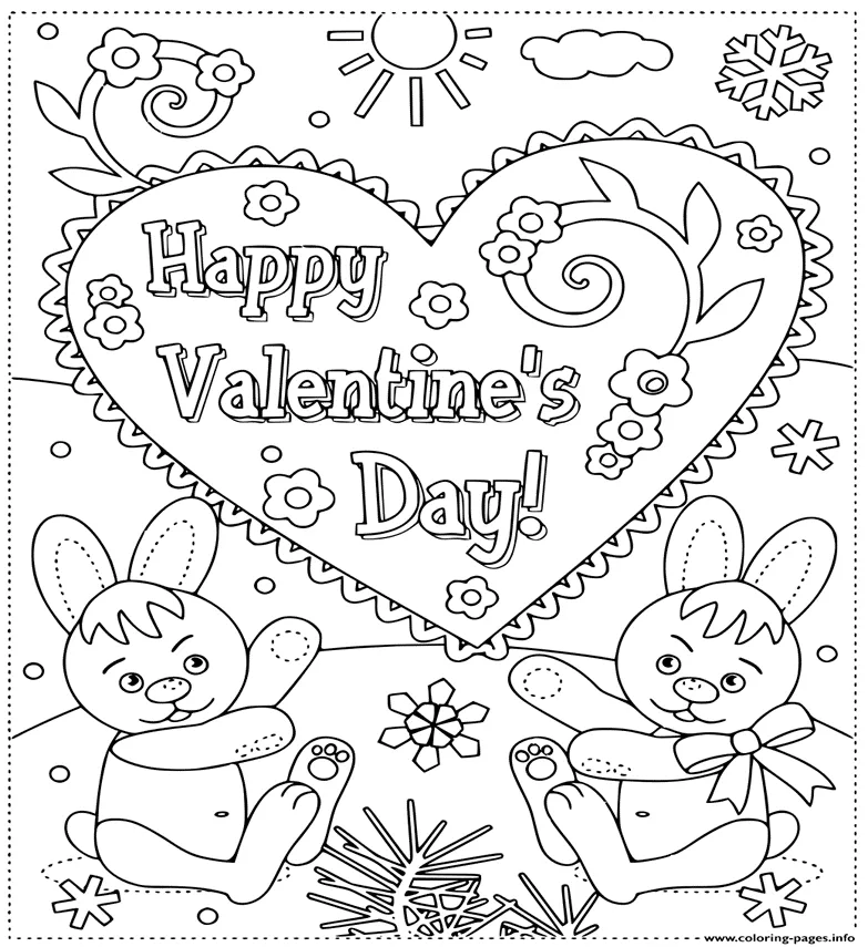 Happy Valentines Coloring Page