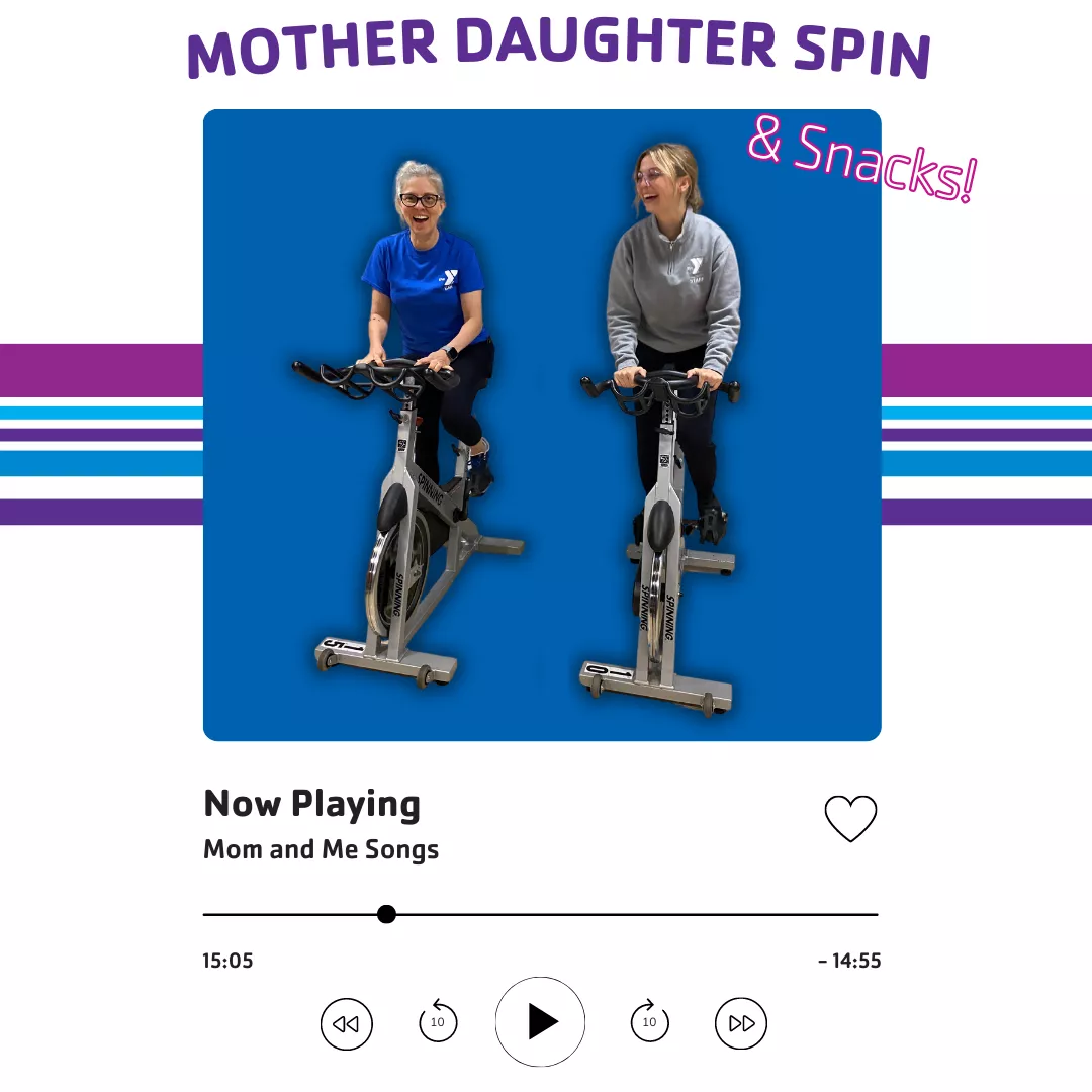 Audra and Allison on spin bikes