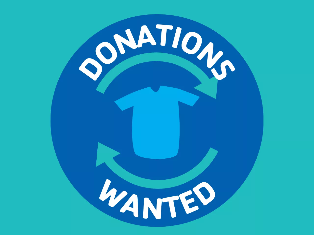 teal background with recycling arrows around tshirt
