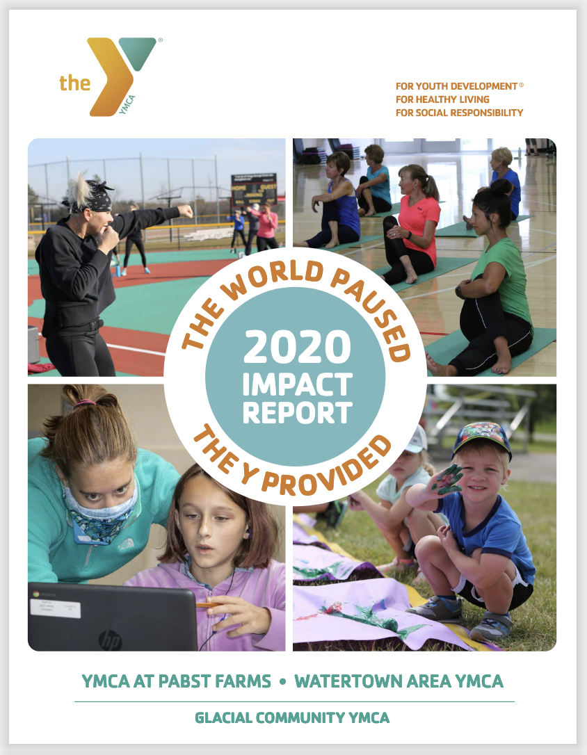 Cover of 2020 impact report that says the world paused, the Y provided