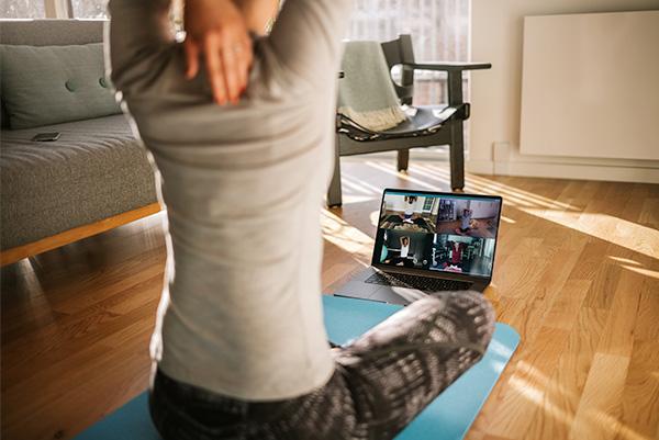 Young woman watching streaming video