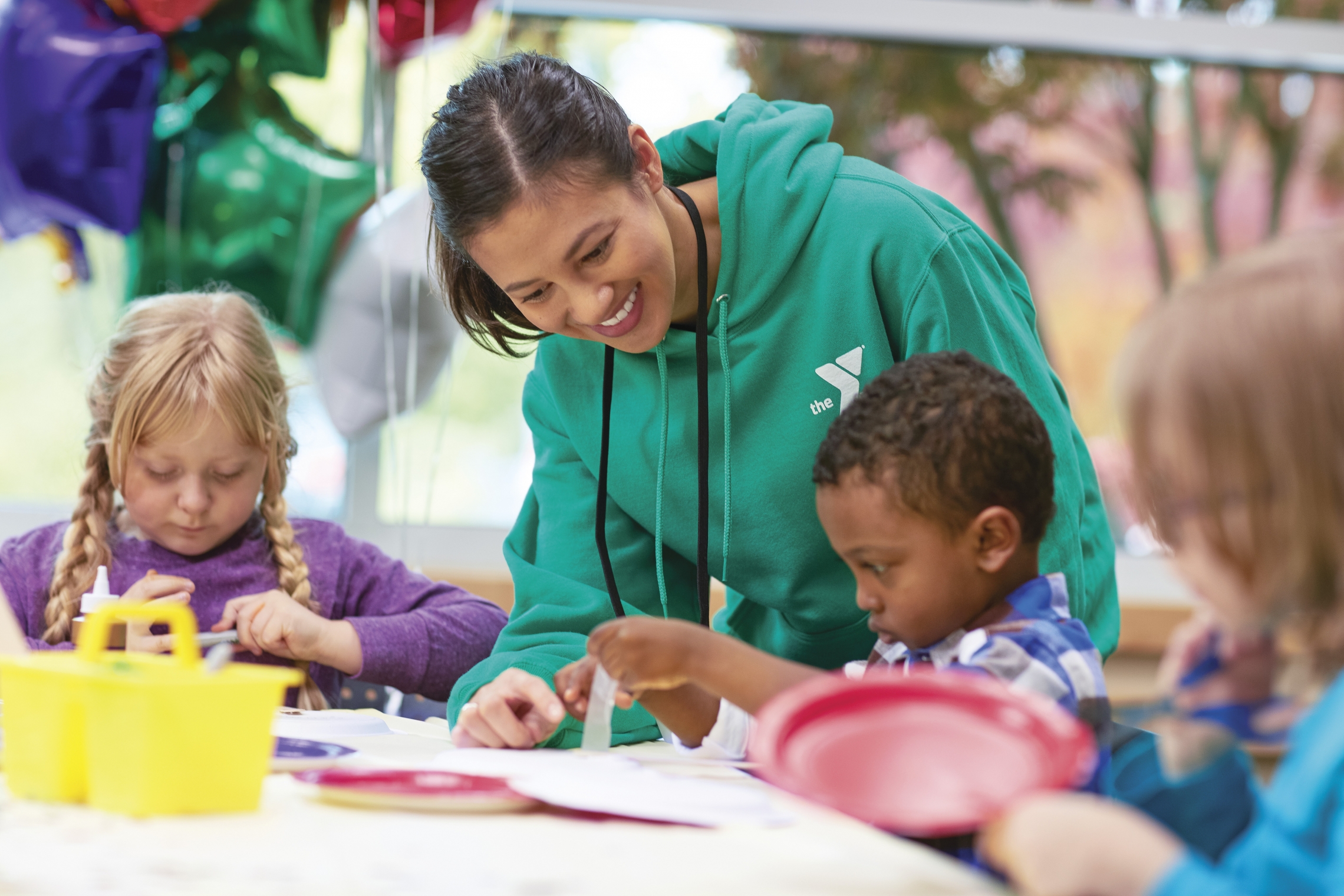 Preschool teacher with kids