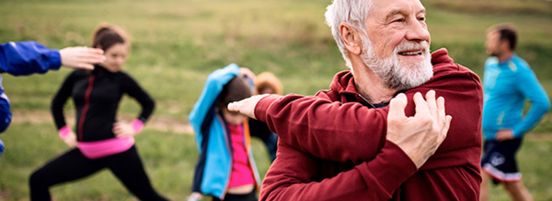 Senior Man Stretching outdoors