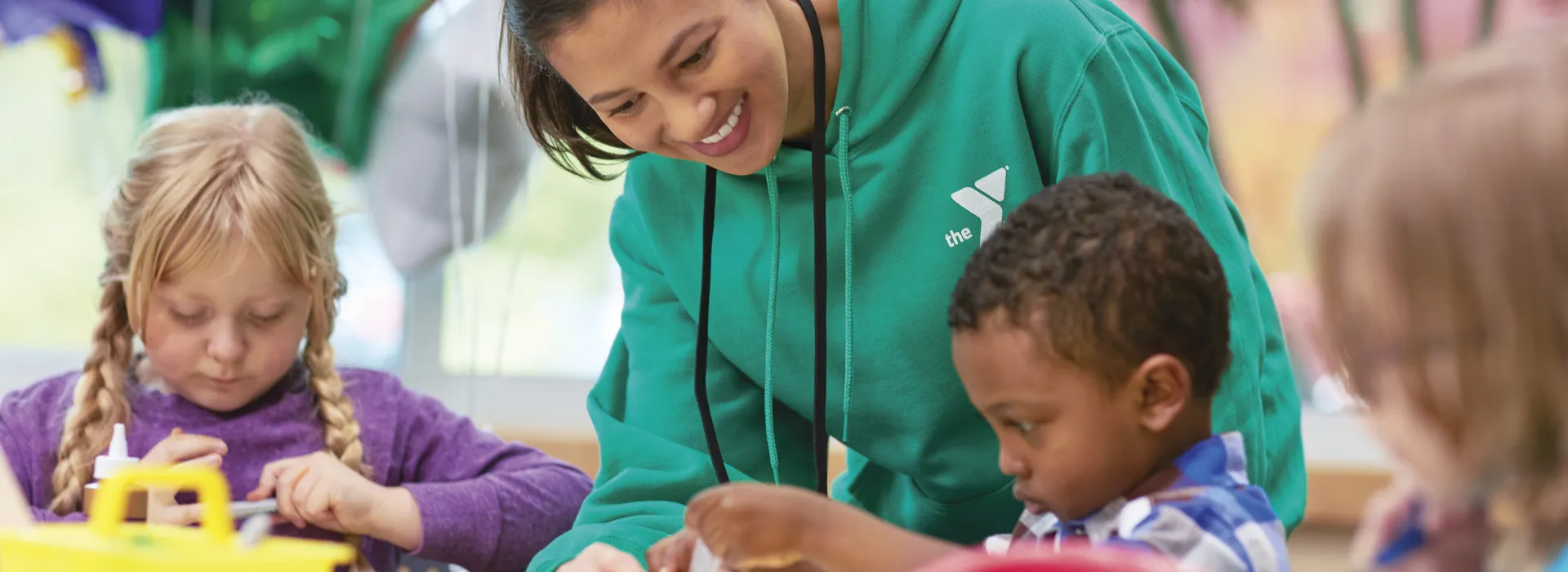 Preschool teacher with kids
