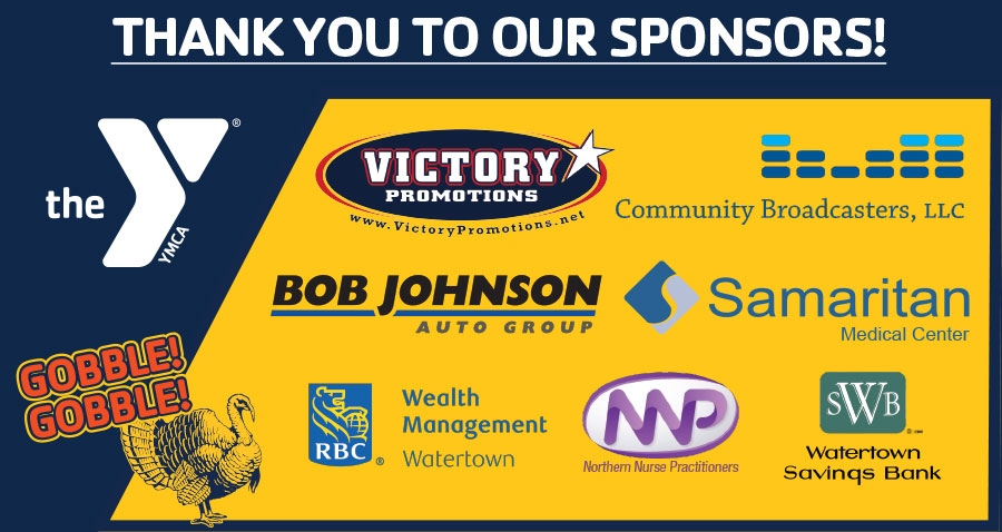 Thank you to Our sponsors image with sponsor logos for Turkey Day Run