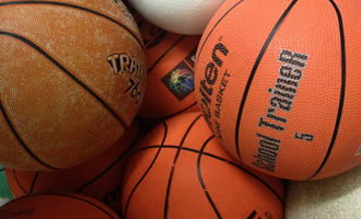 a close up image of basketballs 