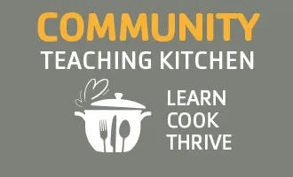 Community Kitchen and a graphic image of a pot cooking