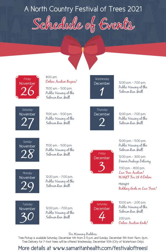 Schedule for the festival of trees