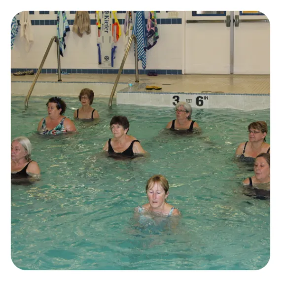 Active older adults in class in the pool