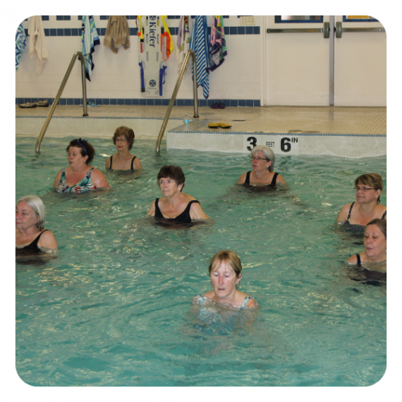 Active older adults in class in the pool