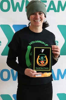 Photo of 2023 Shamrock Run Top Overall Female Jenny Metzler with 1st place palque
