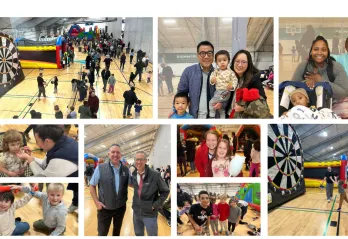 photo collage of winter carnival participants and families
