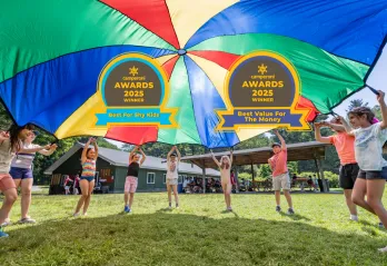 parachute game camp picture with camperoni award winning logos