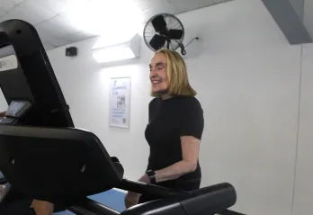 Maria on the treadmill at the Wells Ave Y