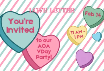 graphic showing sweetheart candies with "you're invited" message