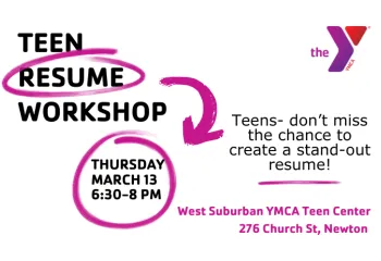 graphic with date and time of teen resume workshop