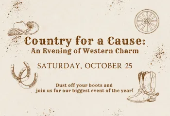WSYMCA Annual Gala 2025: Country for a Cause on October 25, 2025 with picture of cowboy hat and boots