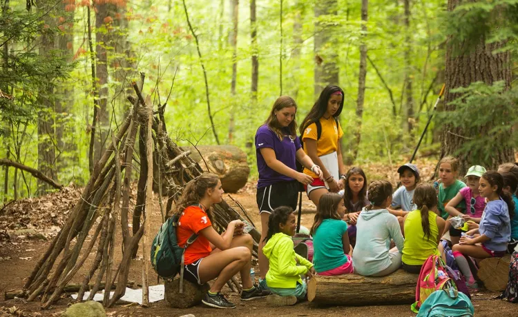 youth meeting in the woods at Camp Chickami