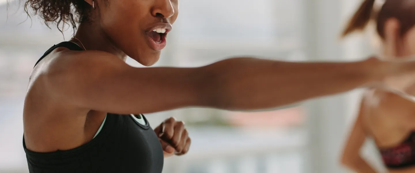 Woman practicing punching