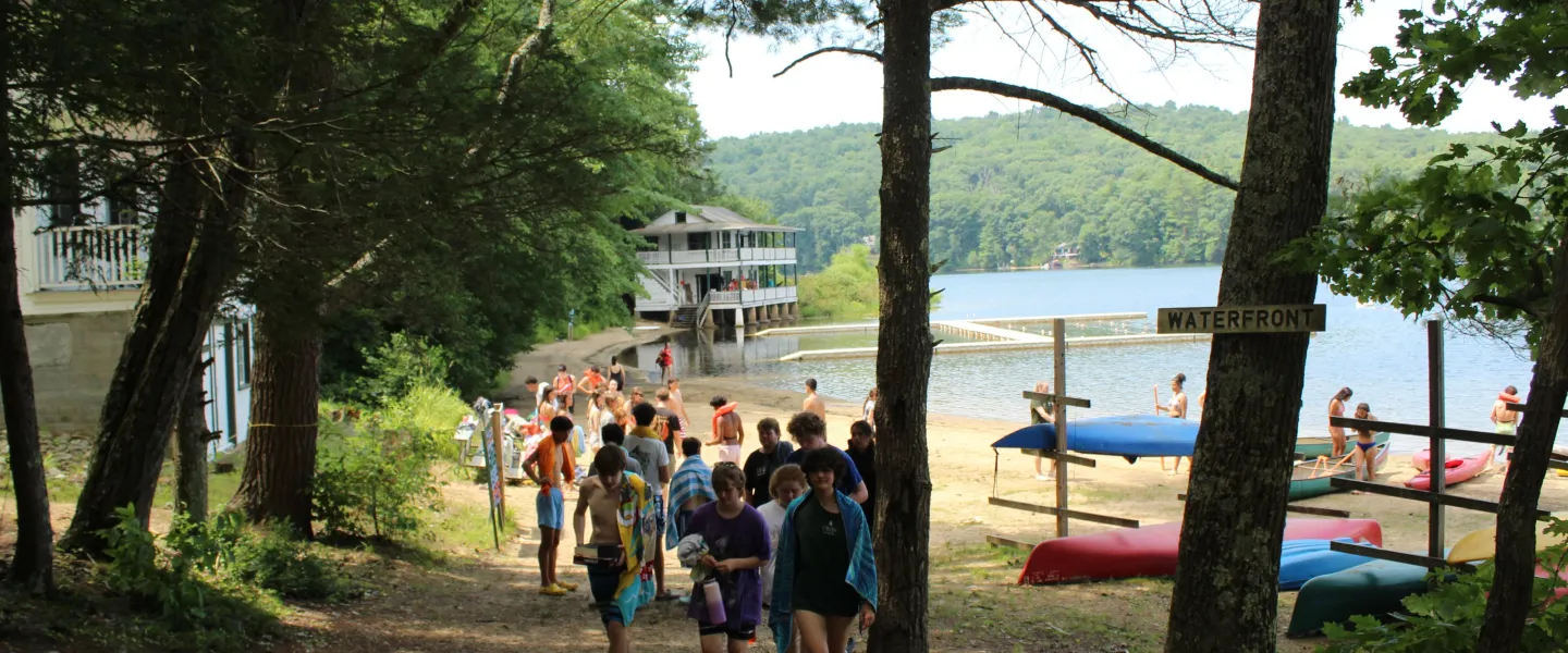 Group of campers by the lake at CFAD.