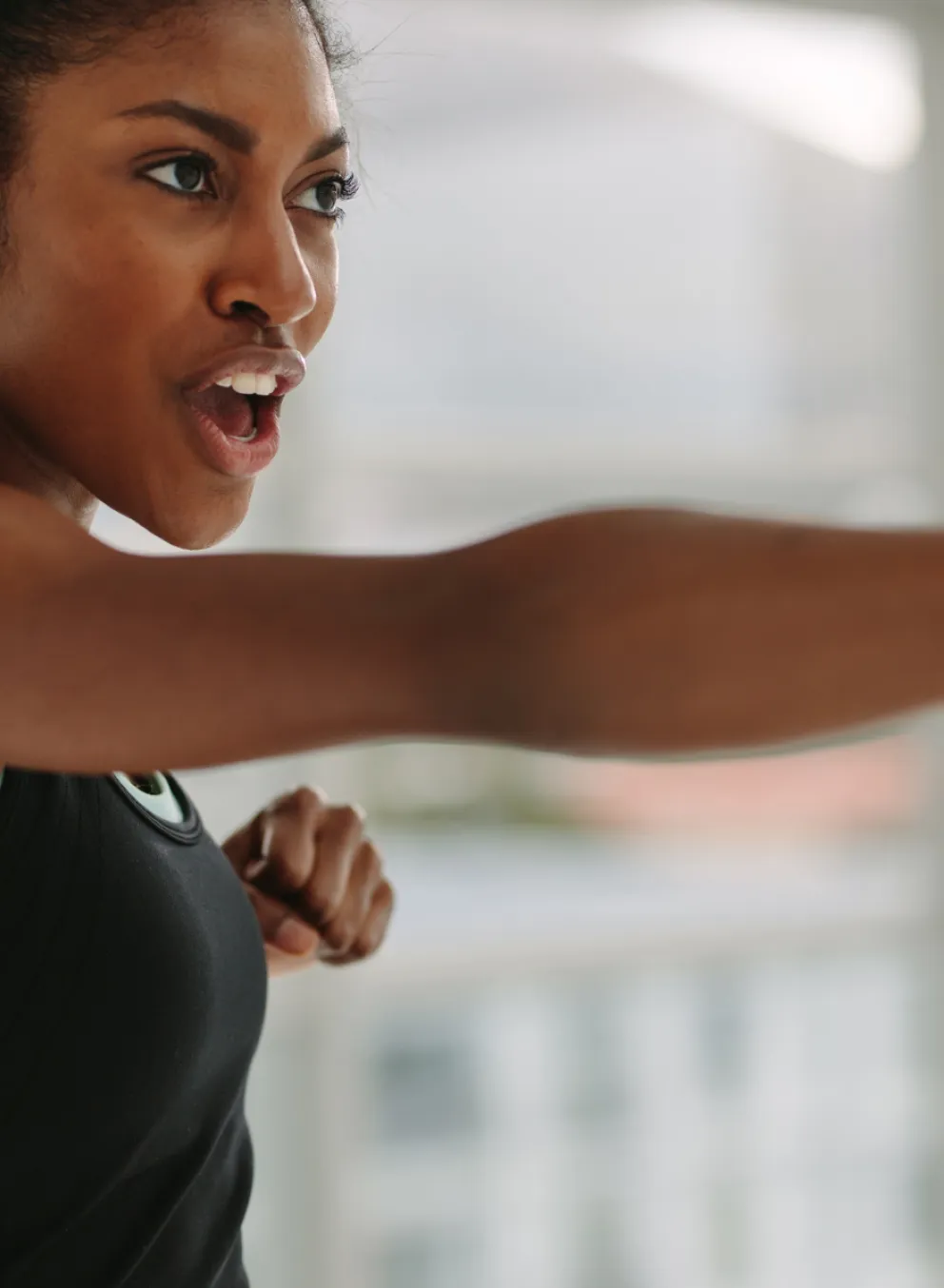 Woman practicing punching