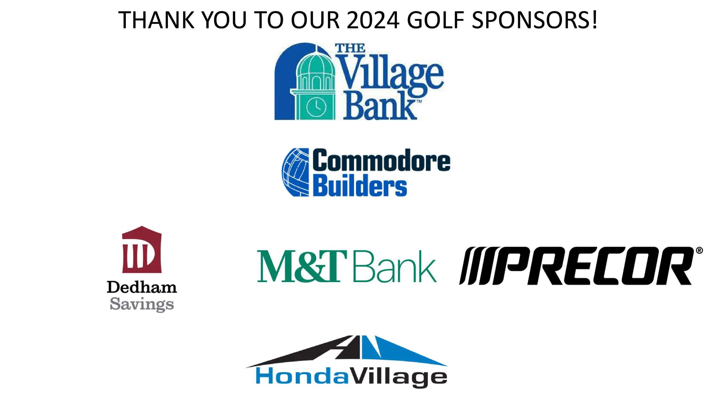 Graphic of the logos of our 2024 Golf Tournament Sponsors