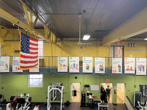 Pictures of banners in the Church St Y fitness center