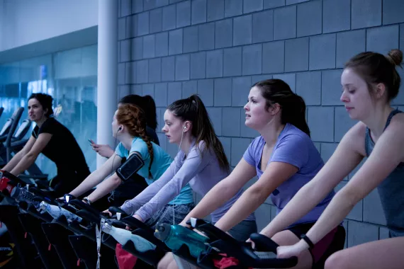 people at a spin class