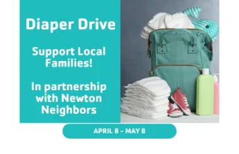 Graphic with dates of April 8-May 8 for diaper drive