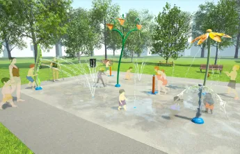 Rendering of the splash pad components for the WSYMCA