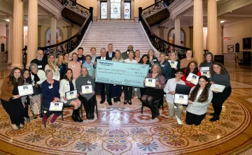 Group of nonprofit award winner representatives posing together