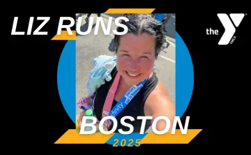 Graphic with "Liz Runs Boston" and a picture of Liz