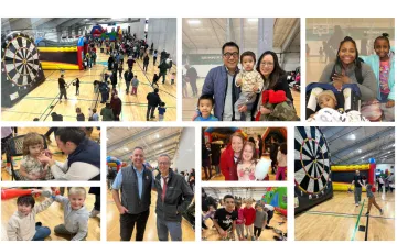 photo collage of winter carnival participants and families