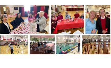 A picture collage of active older adults at the west suburban YMCA in events, classes, and parties