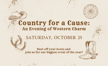 WSYMCA Annual Gala 2025: Country for a Cause on October 25, 2025 with picture of cowboy hat and boots