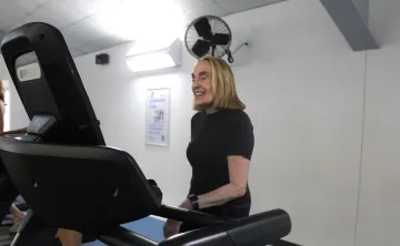 Maria on the treadmill at the Wells Ave Y