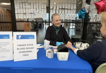 Dietician Nancy Durall meets with a YMCA member.