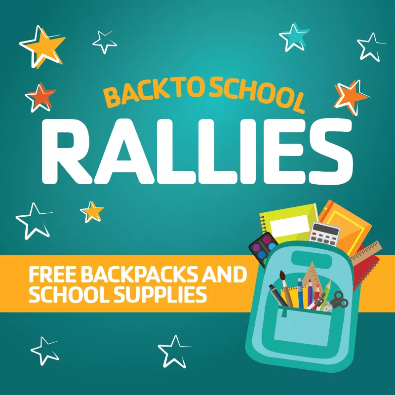 YMCA Back to School Rallies - July 31 Free Backpacks and School Supplies