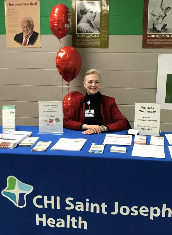Get your glucose and blood pressure checked from Nancy Durall, RDN, LD Registered/Licensed Dietitian with CHI Saint Joseph Health at the YMCA