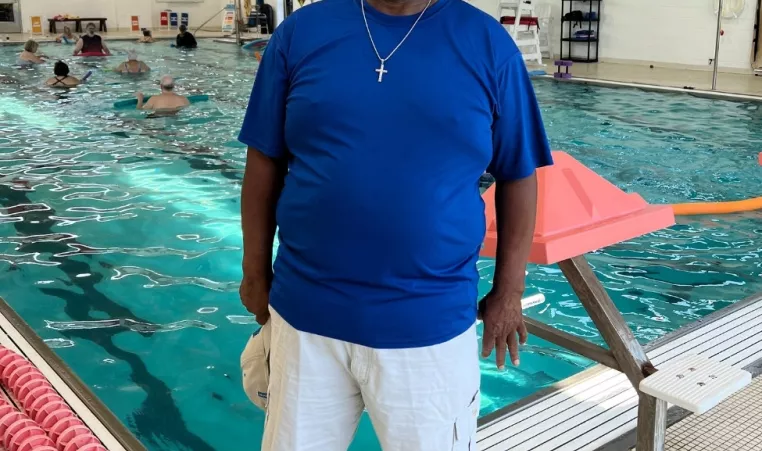 YMCA of Central KY member Bill Smith poses by the indoor swimming pool.