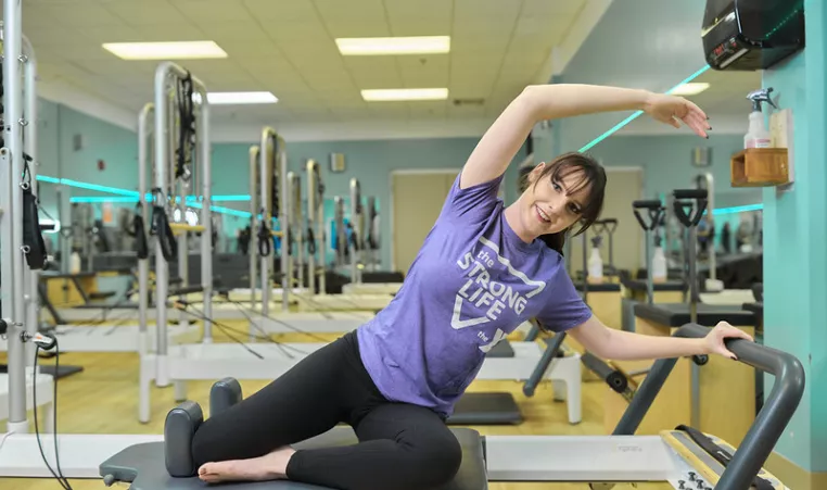 pilates reformer side bend