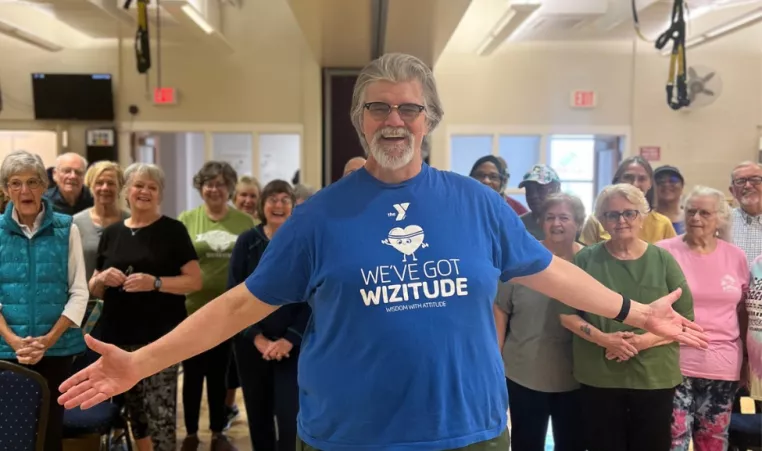 Bob Johnson with SilverSneakers class at the North Lexington YMCA