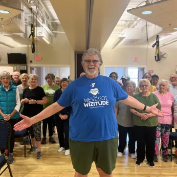 Bob Johnson with SilverSneakers class at the North Lexington YMCA