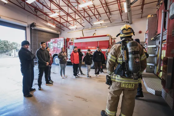 Teens at the Fire station