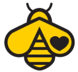 missoula gives' logo of a yellow cartoon bee with black heart on its wing