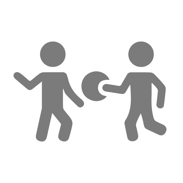 cartoon graphic of two children playing with a ball