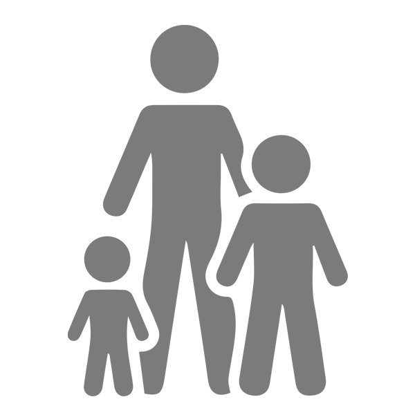 cartoon graphic of an adult and two youth