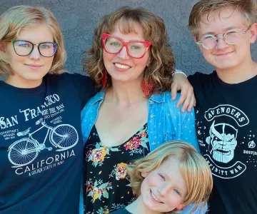 Single mother family smiling